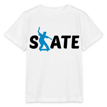 logo skate text skateboard stunt trick ride spas - Stanley/Stella MINI CREATOR Kids’ T-Shirt - white - Front - Maike (125cm)