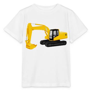 gelbes Bagger-Schwermaschinen-Stil im Cartoon-Stil - Stanley/Stella Kinder T-Shirt MINI CREATOR  - Weiß - Vorne - Maike (125cm)