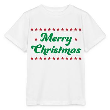 Merry Christmas Sterne gruen rot - Stanley/Stella Kinder T-Shirt MINI CREATOR  - Weiß - Vorne - Maike (125cm)