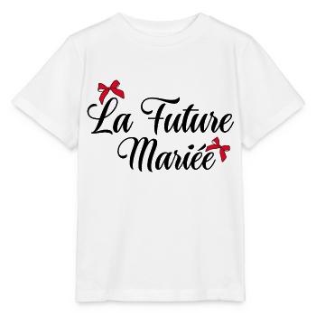 La future mariée noeud - T-shirt bio MINI CREATOR Stanley/Stella Enfant - blanc - Devant - Maike (125cm)