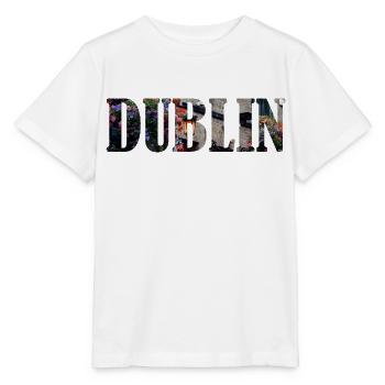 Lettrage de Dublin avec design de remplissage de photo de la ville - T-shirt bio MINI CREATOR Stanley/Stella Enfant - blanc - Devant - Maike (125cm)