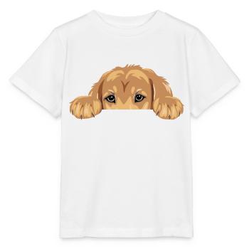 Funny peeping golden retriever puppy - Stanley/Stella MINI CREATOR Kids’ T-Shirt - white - Front - Maike (125cm)