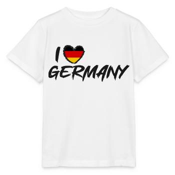 I Love Germany Deutschlandflagge Herz - Stanley/Stella Kinder T-Shirt MINI CREATOR  - Weiß - Vorne - Maike (125cm)