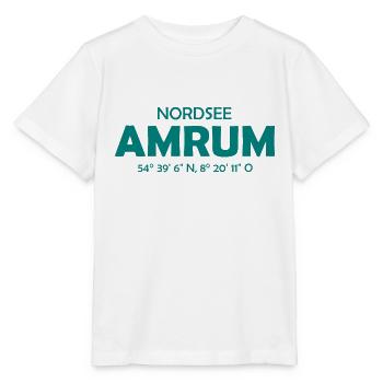 Amrum Koordinaten Ebbe Flut Nordsee - Stanley/Stella Kinder T-Shirt MINI CREATOR  - Weiß - Vorne - Maike (125cm)