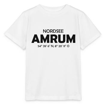 Amrum Koordinaten Ebbe Flut Nordsee - Stanley/Stella Kinder T-Shirt MINI CREATOR  - Weiß - Vorne - Maike (125cm)