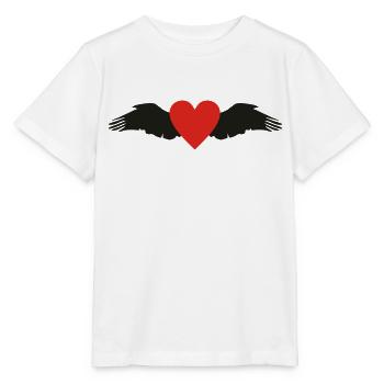 Wings & Heart - Herz auf Flügeln - Stanley/Stella Kinder T-Shirt MINI CREATOR  - Weiß - Vorne - Maike (125cm)