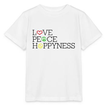 love peace happyness schwarz rot gruen gelb - Stanley/Stella Kinder T-Shirt MINI CREATOR  - Weiß - Vorne - Maike (125cm)