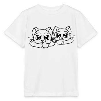 Böse Katzen Freunde Mittelfinger Beleidigung Team - Stanley/Stella Kinder T-Shirt MINI CREATOR  - Weiß - Vorne - Maike (125cm)