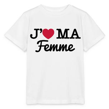 J'aime ma femme - T-shirt bio MINI CREATOR Stanley/Stella Enfant - blanc - Devant - Maike (125cm)