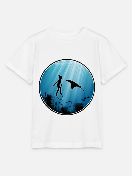 Freitaucher und Mantarochen - Stanley/Stella Kinder T-Shirt MINI CREATOR - Weiß