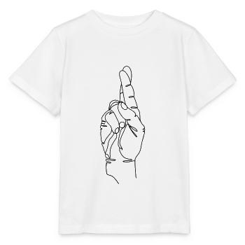 Gekreuzte Finger in schwarz - Stanley/Stella Kinder T-Shirt MINI CREATOR  - Weiß - Vorne - Maike (125cm)