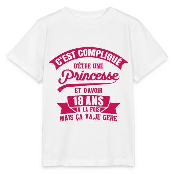 anniversaire de 18 ans. Princesse, fille, cadeau - T-shirt bio MINI CREATOR Stanley/Stella Enfant - blanc - Devant - Maike (125cm)