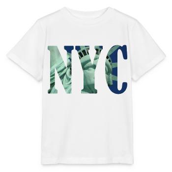 NYC Typografie mit Freiheitsstatue - Stanley/Stella Kinder T-Shirt MINI CREATOR  - Weiß - Vorne - Maike (125cm)