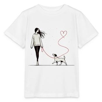 Herzverbindung – Frauchen mit Hund - Stanley/Stella Kinder T-Shirt MINI CREATOR  - Weiß - Vorne - Maike (125cm)