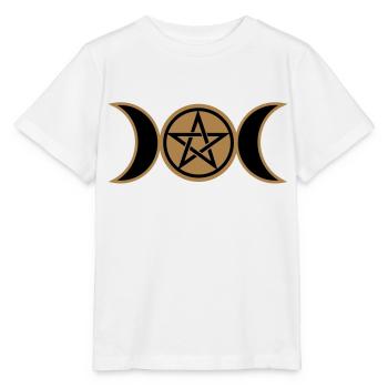 Pentacle, Pentagramme- lune triple Wicca, amulette - T-shirt bio MINI CREATOR Stanley/Stella Enfant - blanc - Devant - Maike (125cm)