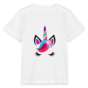 Visage de licorne - fille licornes fan animal mignon - T-shirt bio MINI CREATOR Stanley/Stella Enfant - blanc - Devant - Maike (125cm)