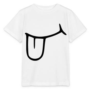 Rausgestreckte Zunge. Mund - Stanley/Stella Kinder T-Shirt MINI CREATOR  - Weiß - Vorne - Maike (125cm)