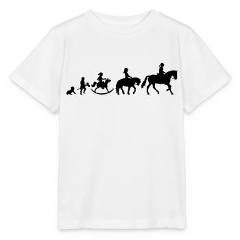 Evolution Mädchen Horseback Riding Reiter Shirt - Stanley/Stella Kinder T-Shirt MINI CREATOR  - Weiß - Vorne - Maike (125cm)