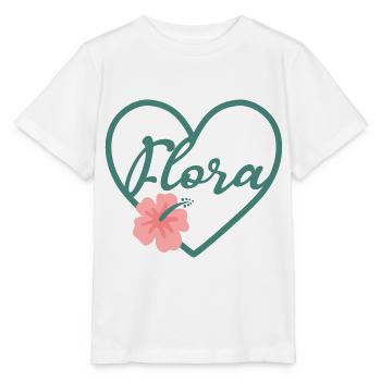 Flora Nom de jeune fille Prénom Coeur - T-shirt bio MINI CREATOR Stanley/Stella Enfant - blanc - Devant - Maike (125cm)