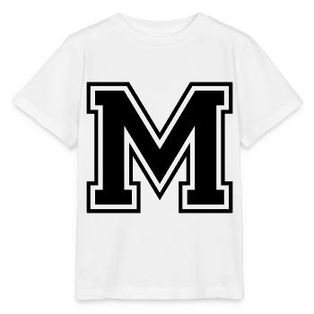 Lettre M Équipe Foot baseball basket université - T-shirt bio MINI CREATOR Stanley/Stella Enfant - blanc - Devant - Maike (125cm)