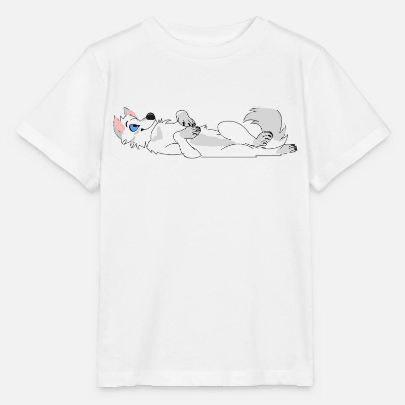 Auf dem Rucken liegender Wolf - Stanley/Stella Kinder T-Shirt MINI CREATOR  - Weiß