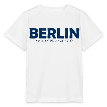 Coordonnées de Berlin - Latitude - Longitude - T-shirt bio MINI CREATOR Stanley/Stella Enfant - blanc - Devant - Maike (125cm)