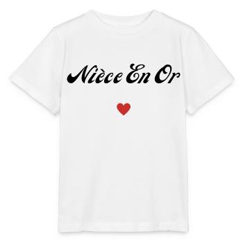 nièce en or - T-shirt bio MINI CREATOR Stanley/Stella Enfant - blanc - Devant - Maike (125cm)