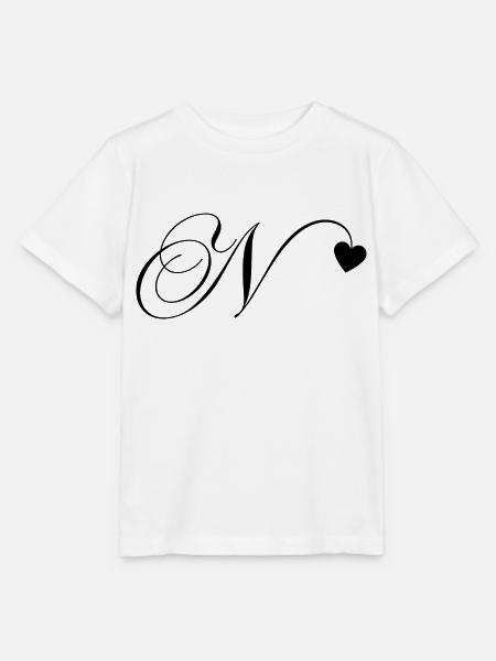 Letter n heart calligraphy - Stanley/Stella MINI CREATOR Kids’ T-Shirt - white