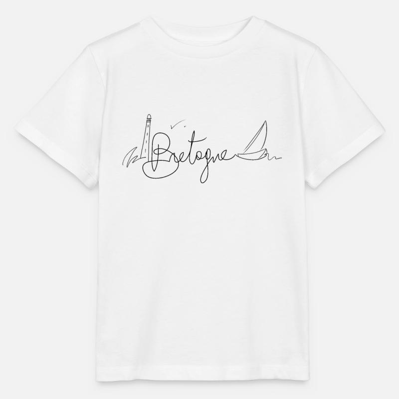 Bretagne avec voiler et phare - T-shirt bio MINI CREATOR Stanley/Stella Enfant - blanc