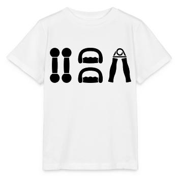 gym dumbell sport - Stanley/Stella MINI CREATOR Kids’ T-Shirt - white - Front - Maike (125cm)