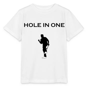 Trou de golf dans un cadeau de contour de tee de golfeur - T-shirt bio MINI CREATOR Stanley/Stella Enfant - blanc - Devant - Maike (125cm)