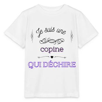 je suis une copine qui déchire - T-shirt bio MINI CREATOR Stanley/Stella Enfant - blanc - Devant - Maike (125cm)