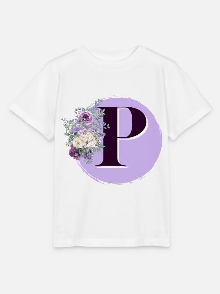 Buchstabe P Blumenkrone - Stanley/Stella Kinder T-Shirt MINI CREATOR  - Weiß