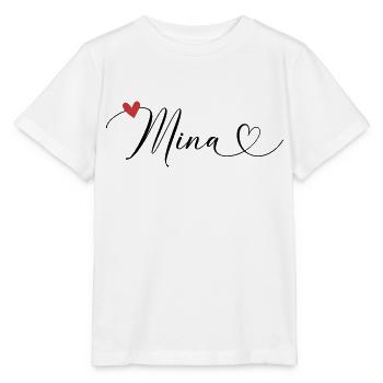 Mina Nom Prénom Calligraphie Coeur - T-shirt bio MINI CREATOR Stanley/Stella Enfant - blanc - Devant - Maike (125cm)