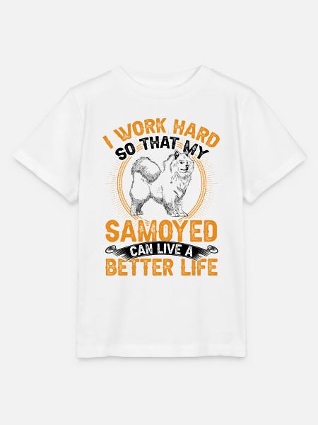 Samojede arbeite hart Samojedenspitz - Stanley/Stella Kinder T-Shirt MINI CREATOR - Weiß