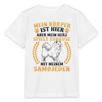 Samojede spielt zuhause Samojedenspitz - Stanley/Stella Kinder T-Shirt MINI CREATOR  - Weiß - Vorne - Maike (125cm)