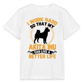 Akita Inu work hard Japanese Akita Inu - Stanley/Stella MINI CREATOR Kids’ T-Shirt - white - Front - Maike (125cm)