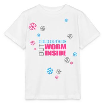 Cold outside but worm inside - Stanley/Stella Kinder T-Shirt MINI CREATOR  - Weiß - Vorne - Maike (125cm)