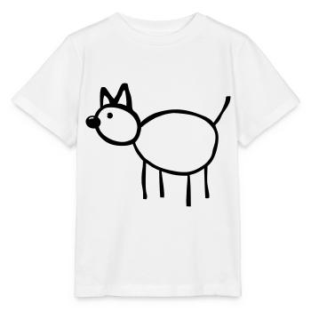 Skizze Strichzeichnung Zeichnung Kinderbild Hund - Stanley/Stella Kinder T-Shirt MINI CREATOR  - Weiß - Vorne - Maike (125cm)