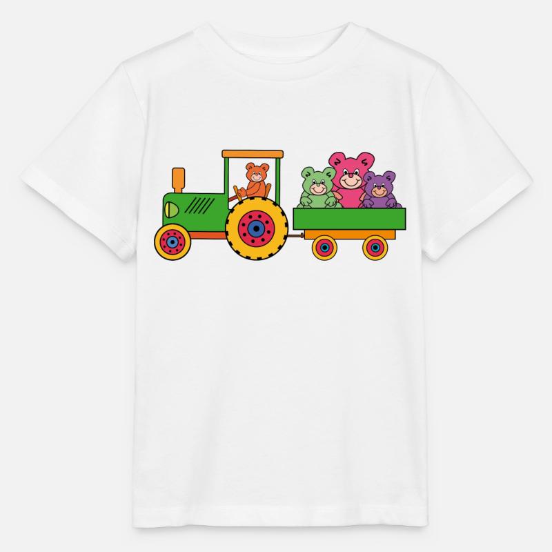 Teddybären | Teddy mit Traktor - Stanley/Stella Kinder T-Shirt MINI CREATOR  - Weiß