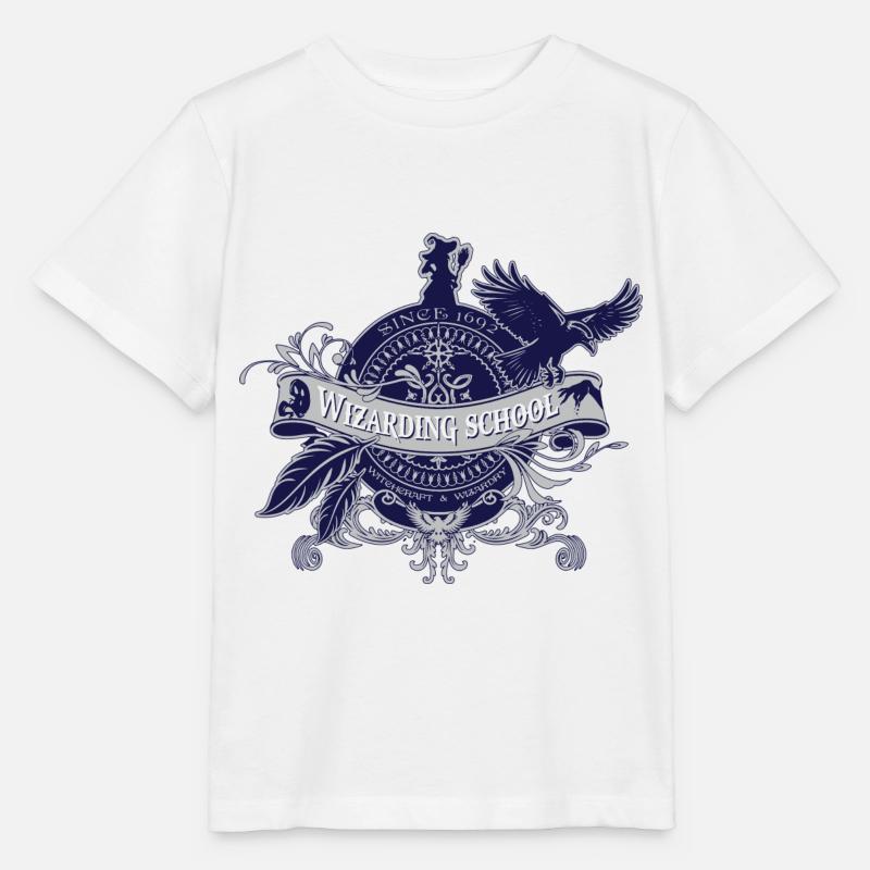 Blason École de magie corbeau - T-shirt bio MINI CREATOR Stanley/Stella Enfant - blanc