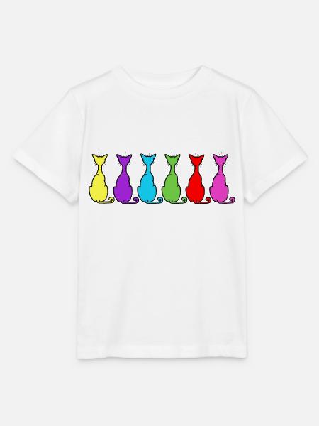 6 chats assis dos - T-shirt bio MINI CREATOR Stanley/Stella Enfant - blanc