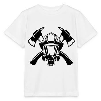 Firefighter with helmet and ax - Stanley/Stella MINI CREATOR Kids’ T-Shirt - white - Front - Maike (125cm)
