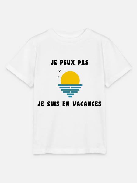 JE PEUX PAS JE SUIS EN VACANCES. VIVE LES VACANCES - T-shirt bio MINI CREATOR Stanley/Stella Enfant - blanc