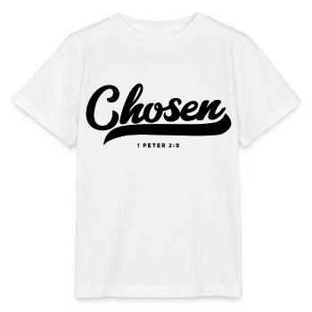 Auserwählt 1. Petrus 2:9 - Christliche Kleidung - Stanley/Stella Kinder T-Shirt MINI CREATOR  - Weiß - Vorne - Maike (125cm)