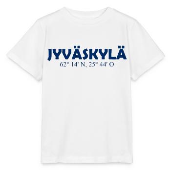 Jyväskylä - Finlande - Coordonnées - Longitude - T-shirt bio MINI CREATOR Stanley/Stella Enfant - blanc - Devant - Maike (125cm)