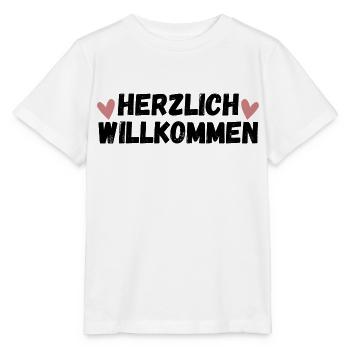 Herzlich Willkommen Herz Liebe - Stanley/Stella Kinder T-Shirt MINI CREATOR  - Weiß - Vorne - Maike (125cm)