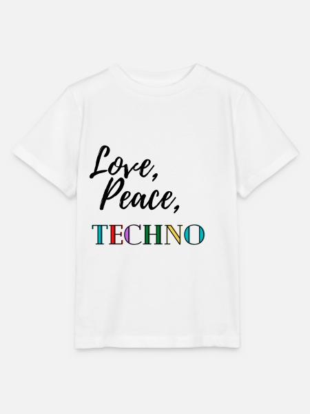 Love, Peace, Techno - Stanley/Stella Kinder T-Shirt MINI CREATOR  - Weiß