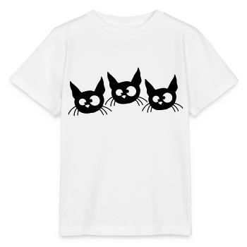 Three Cats Squint Funny 3 Crazy Grimaces - Stanley/Stella MINI CREATOR Kids’ T-Shirt - white - Front - Maike (125cm)