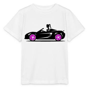 Frau Sportwagen Cabrio Auto - Stanley/Stella Kinder T-Shirt MINI CREATOR  - Weiß - Vorne - Maike (125cm)